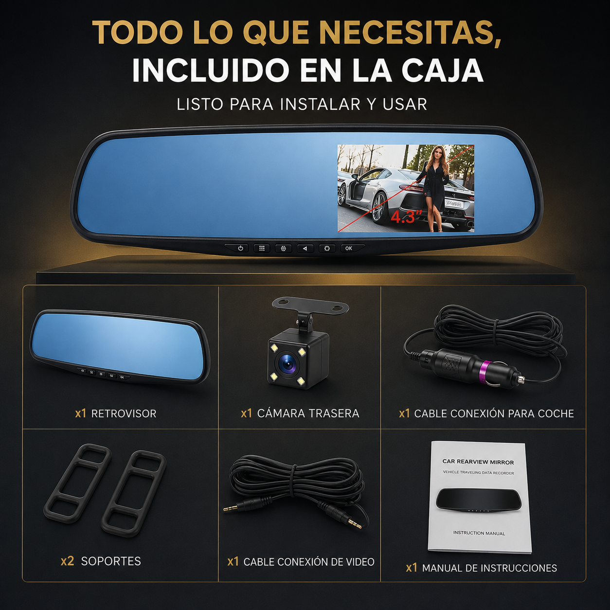 🚗 VISIONPRO™ Protégete de Accidentes, Robos y Fraudes con el Retrovisor con Cámara que lo Graba Todo ⚠️