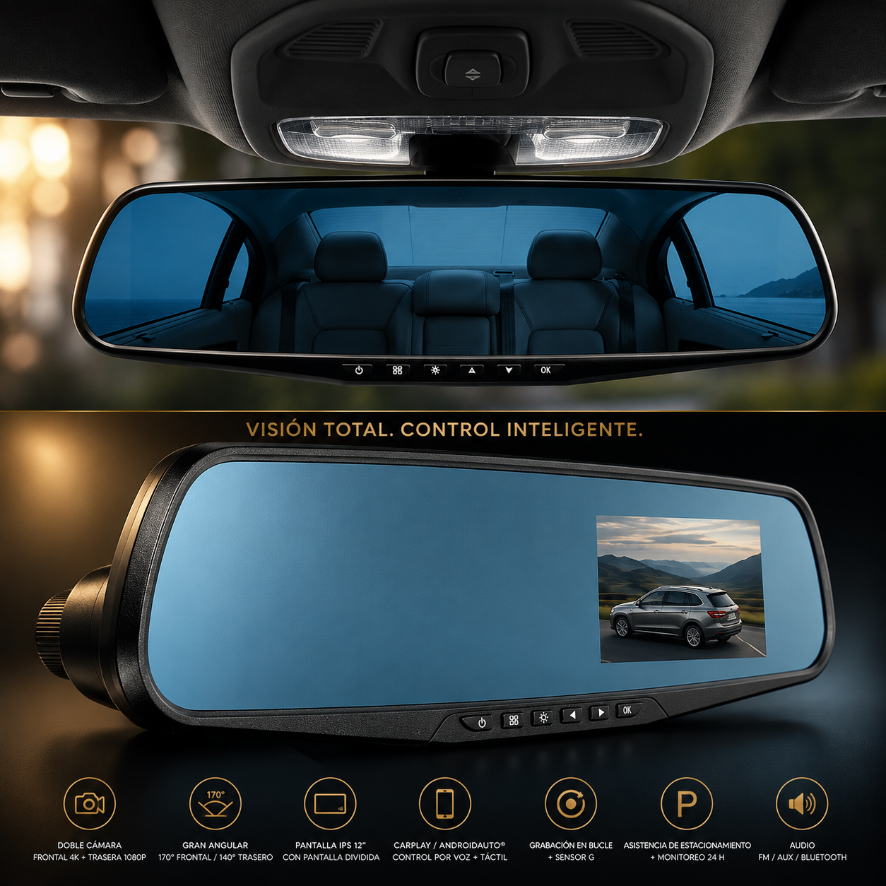 🚗 VISIONPRO™ Protégete de Accidentes, Robos y Fraudes con el Retrovisor con Cámara que lo Graba Todo ⚠️