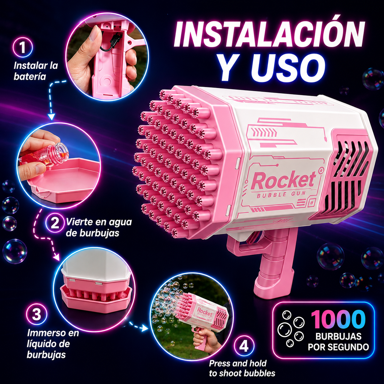 🫧✨ BUBBLEBLAST™ | Pistola Automática de Burbujas