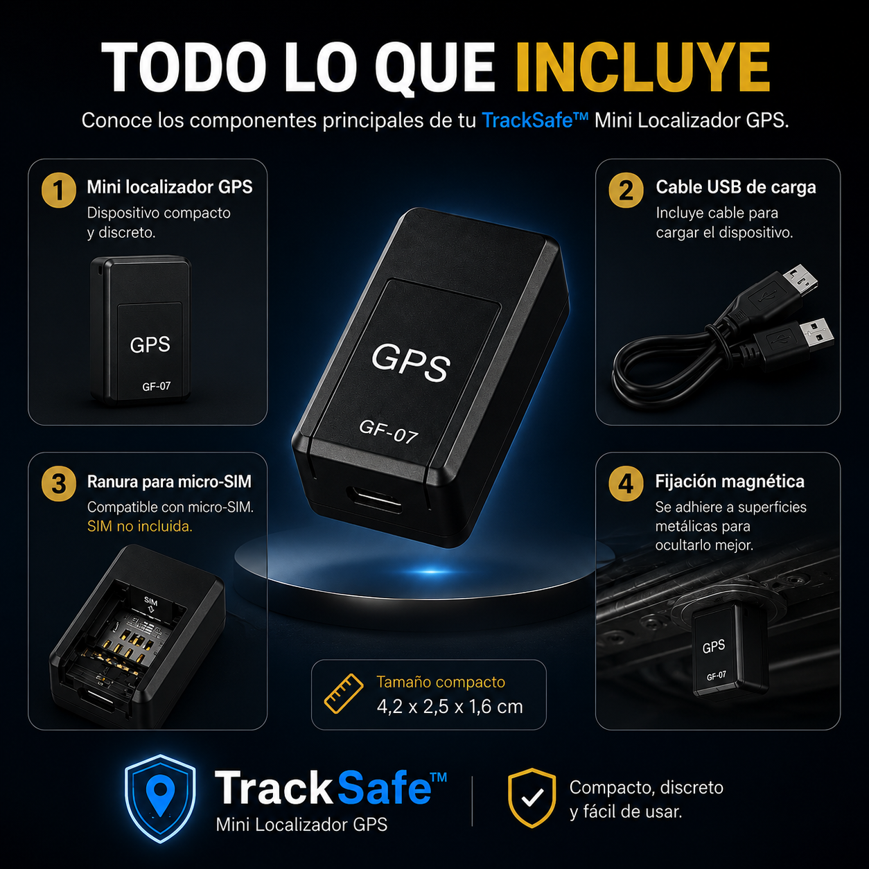 🔒 TrackSafe™ | Mini Localizador GPS + ENTREGA 24-48H + PAGO AL RECIBIR 📍