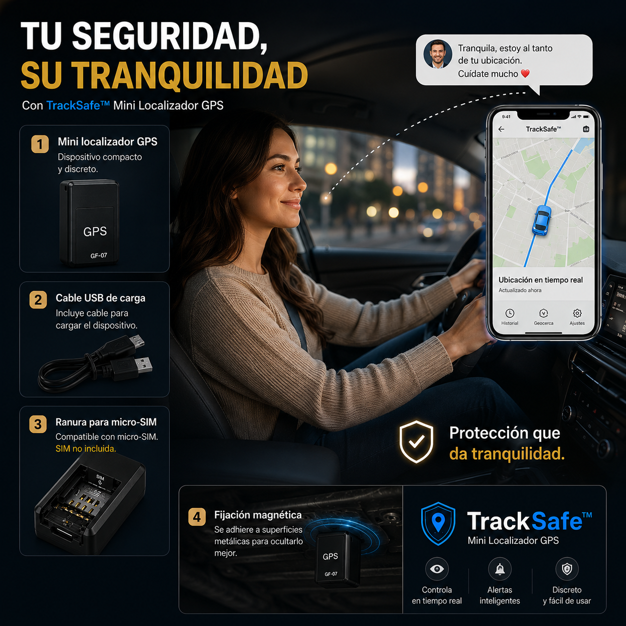 🔒 TrackSafe™ | Mini Localizador GPS + ENTREGA 24-48H + PAGO AL RECIBIR 📍