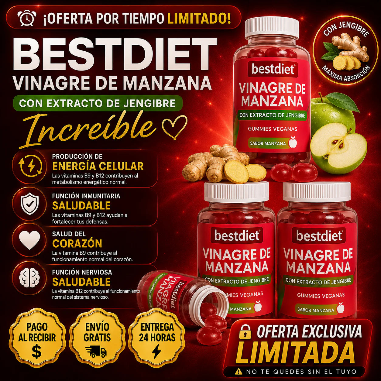 🔥 Adiós a la hinchazón, hola a la energía! — SUP Gummies que transforman tu día - 60 Unidades 🌿